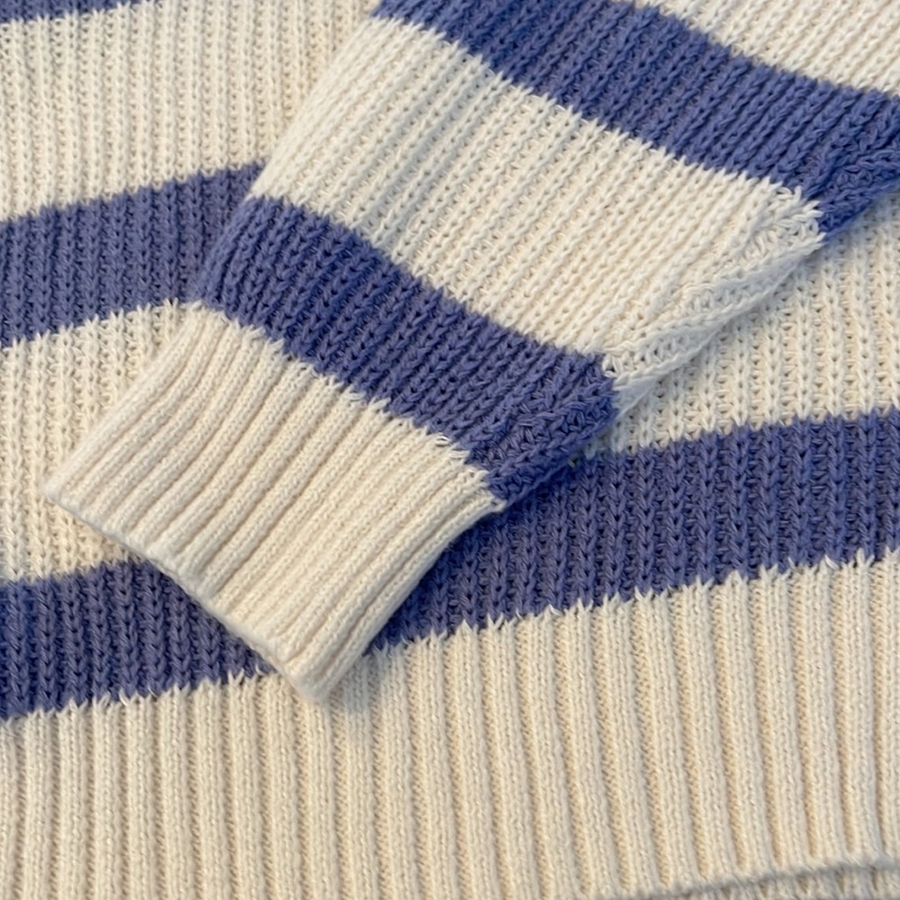 Wild Fable Size XXL White Purple Striped Cropped Sweater (BB) - Picture 3 of 7